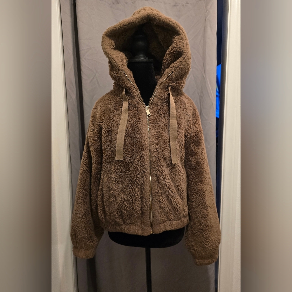 Plush TAN Faux Fur bomber Jacket - Philosophy